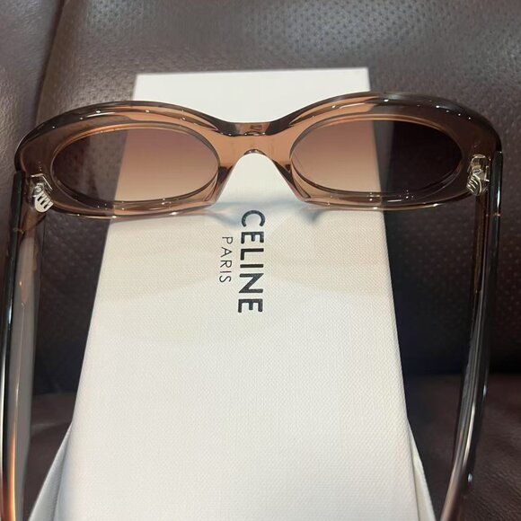 CELINE Triomphe 01 Sunglasses In Acetate BROWN CRYSTAL - Picture 3 of 7